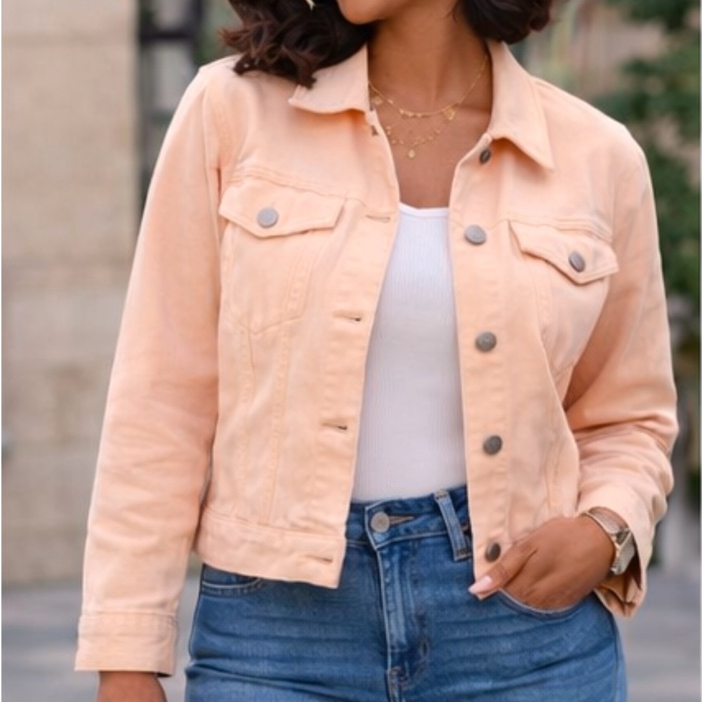 XL Denim Jacket Cropped Button Front Lightweight Jean Jacket Women